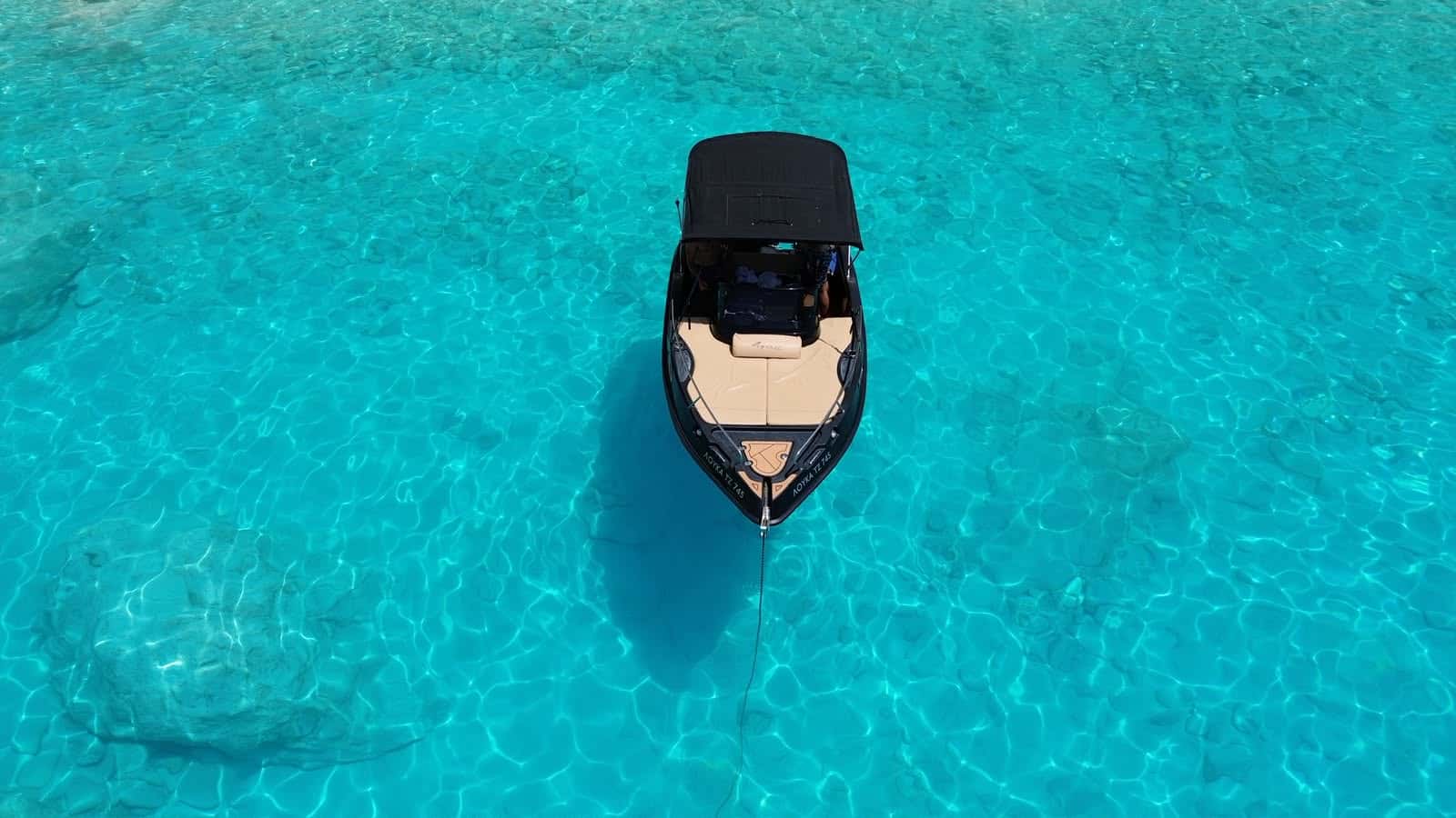 Speed boat on clear Zakynthos water